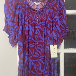 Terra & Sky Purple and Burgandy Top - 2XL